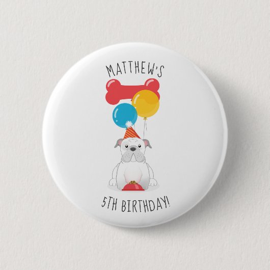 Badge Rond 5 Cm Fête d'anniversaire de Bulldog (Devant)