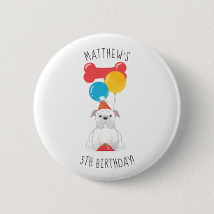 Badge Rond 5 Cm Fête d'anniversaire de Bulldog