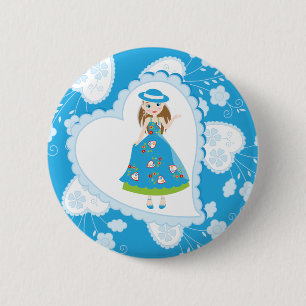 Badge Rond 5 Cm Fête d'anniversaire de fille romantique