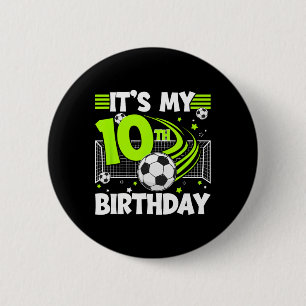 Badge Rond 5 Cm Fête d'anniversaire de football 10 ans 10 ans Joue