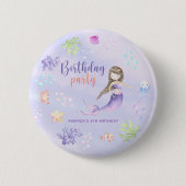 Badge Rond 5 Cm Fête d'anniversaire de la fille Mermaid (Devant)