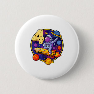 Badge Rond 5 Cm Fête d'anniversaire de l'astronaute 4 ans garçon f