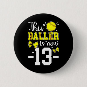 Badge Rond 5 Cm Fête d'anniversaire des 13 ans Fille Douillette Tr