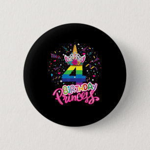 Badge Rond 5 Cm Fête d'anniversaire des enfants Princesse Unicorn
