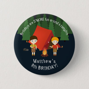 Badge Rond 5 Cm Fête d'anniversaire du camping
