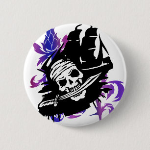 Badge Rond 5 Cm Fête d'anniversaire pirate Épée de navire pirate C