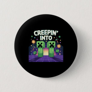 Badge Rond 5 Cm Fête d'anniversaire pour gamer pixel qui entre dan