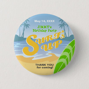 Badge Rond 5 Cm Fête d'anniversaire Surf's up boy