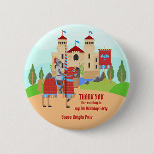 Badge Rond 5 Cm Fête d'anniversaire tournoi de chevaliers médiévau