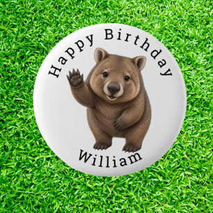 Badge Rond 5 Cm Fête d'anniversaire Wombat