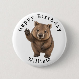 Badge Rond 5 Cm Fête d'anniversaire Wombat