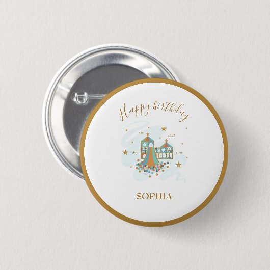Badge Rond 5 Cm Fête d'aventure en terrain de jeu (Devant & derrière)