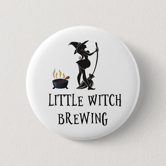 Badge Rond 5 Cm Fête de Bébé de Maternité de Sorcière Enceinte (Devant)