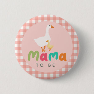 Badge Rond 5 Cm Fête de Bébé Future Maman Coquette Rose Canard Idi