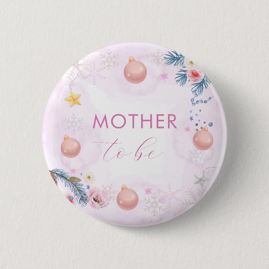 Badge Rond 5 Cm Fête de bébé pour future maman Fleur de flocon de (Devant)