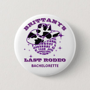 Badge Rond 5 Cm Fête de Fiançailles Rétro Disco Cowgirl Années 70