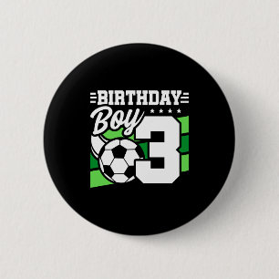 Badge Rond 5 Cm Fête de football de 3 ans pour garçon de 3 ans 