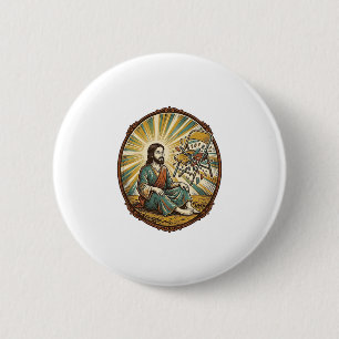 Badge Rond 5 Cm Fête de Jésus Chaise Pliante Cassée Maladresse Gro