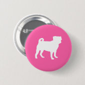Badge Rond 5 Cm Fête de la fête du chien Carlin rose (Devant & derrière)