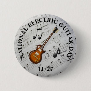 Badge Rond 5 Cm Fête de la Guitare Electrique Nationale Novembre 2