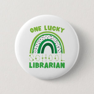 Badge Rond 5 Cm Fête de la Saint-Patrick Bibliothécaire Chanceux