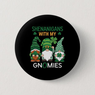 Badge Rond 5 Cm Fête de la Saint-Patrick Shamrock Chanceux Gnomes