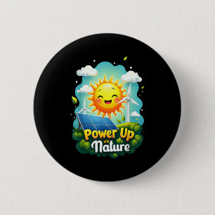 Badge Rond 5 Cm Fête de la Terre Vintage Énergie Renouvelable Sola
