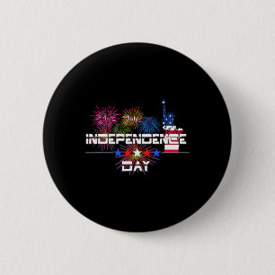 Badge Rond 5 Cm Fête de l'Indépendance Américaine 4 Juillet Feu d'
