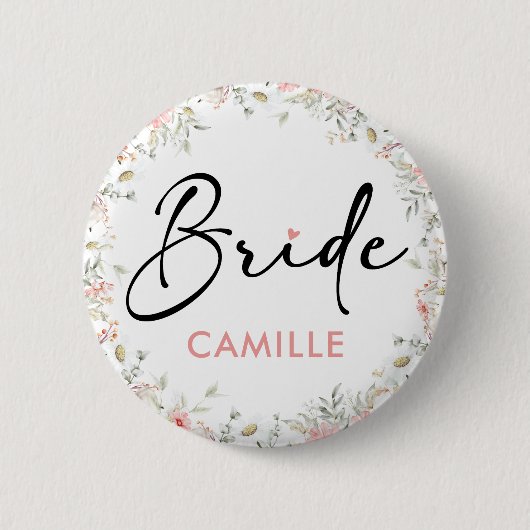 Badge Rond 5 Cm Fête de mariage en fleurs sauvages (Devant)
