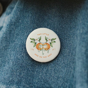 Badge Rond 5 Cm Fête de naissance jumeaux Deux Petits Amour Orange