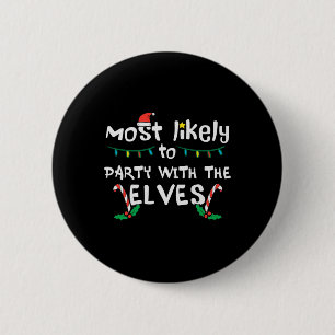 Badge Rond 5 Cm Fête de Noël avec Elve Xmas Match de famille