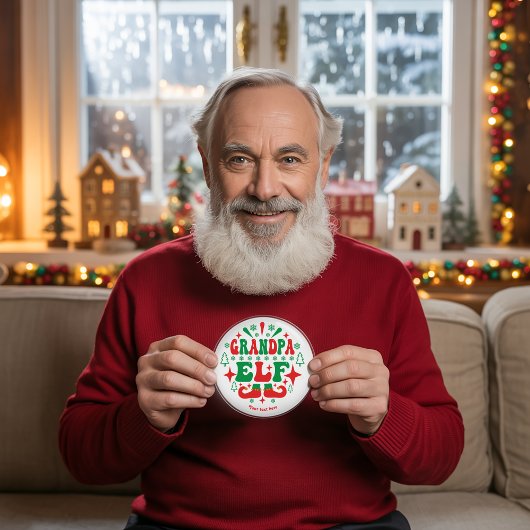 Badge Rond 5 Cm Fête de Noël de Grandpa Elf