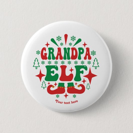 Badge Rond 5 Cm Fête de Noël de Papy Elf (Devant)