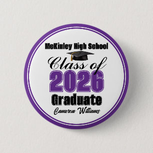 Badge Rond 5 Cm Fête de remise des diplômes personnalisée violette