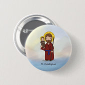 Badge Rond 5 Cm Fête de Saint Christophe Saint  (Devant & derrière)