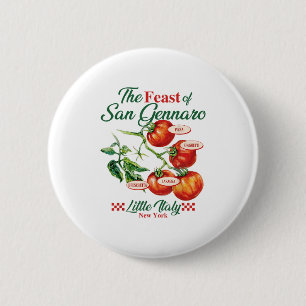 Badge Rond 5 Cm Fête De San Gennaro Tomate Italie Alimentation Ita
