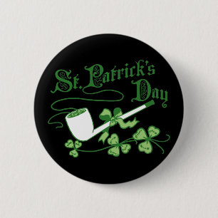 Badge Rond 5 Cm Fête de St Parrick Tuyau Leprechaun