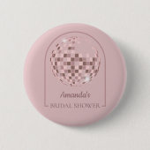 Badge Rond 5 Cm Fête des mariées Boogie Disco Rose (Devant)
