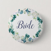 Badge Rond 5 Cm Fête des mariées de mariée classique aux fleurs bl (Devant)