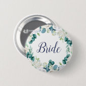 Badge Rond 5 Cm Fête des mariées de mariée classique aux fleurs bl (Devant & derrière)