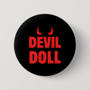 Badge Rond 5 Cm Fête d'Halloween cornes de démon et diable démonia