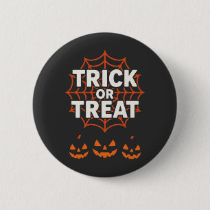Badge Rond 5 Cm Fête d'Halloween Trick or Treat minimaliste