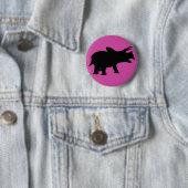 Badge Rond 5 Cm Fête dinosaure rose (En situation)