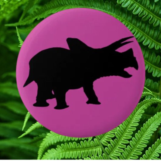 Badge Rond 5 Cm Fête dinosaure rose