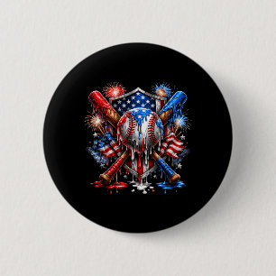 Badge Rond 5 Cm Fête du 4 juillet baseball 250 ans liberté goutte
