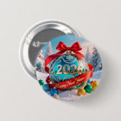 Badge Rond 5 Cm Fête du Nouvel An 2026 (Devant & derrière)