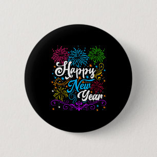 Badge Rond 5 Cm Fête du Nouvel An Nouvel An 2026 Feux d'artifice