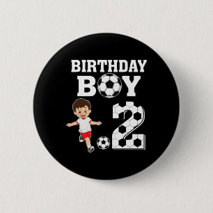 Badge Rond 5 Cm Fête garçon amateur de football 2 ans 2e anniversa