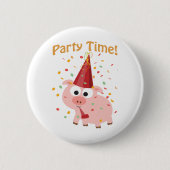 Badge Rond 5 Cm Fête heure confetti Pig (Devant)