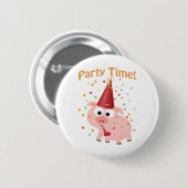 Badge Rond 5 Cm Fête heure confetti Pig (Devant & derrière)